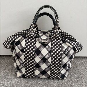 Authentic Chanel black white CC logo top handle bag